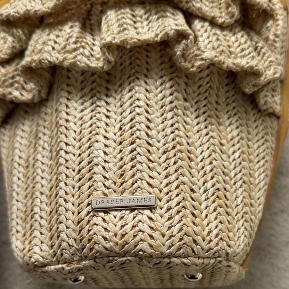 Draper James Beatrice Woven Raffia Crossbody Bucket Bag with Yellow leather trim - Picture 3 of 5